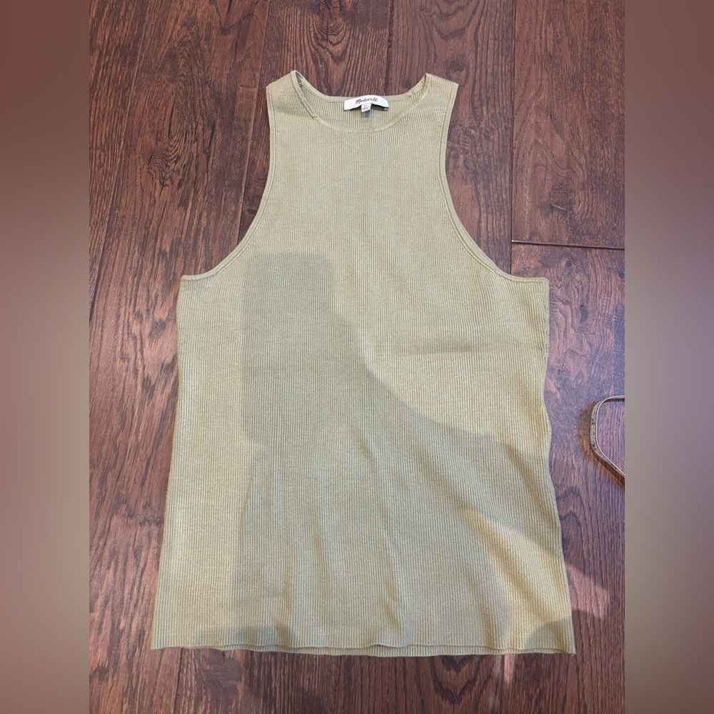 Madewell Snowy Phoebe Ribbed Tank Women’s Size Extra Large - Picture 5 of 6
